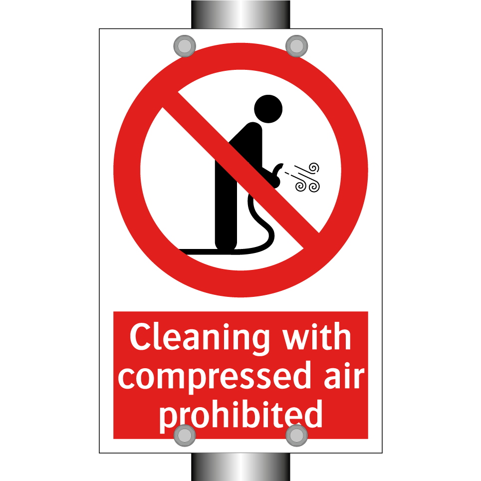 Cleaning with compressed air prohibited
