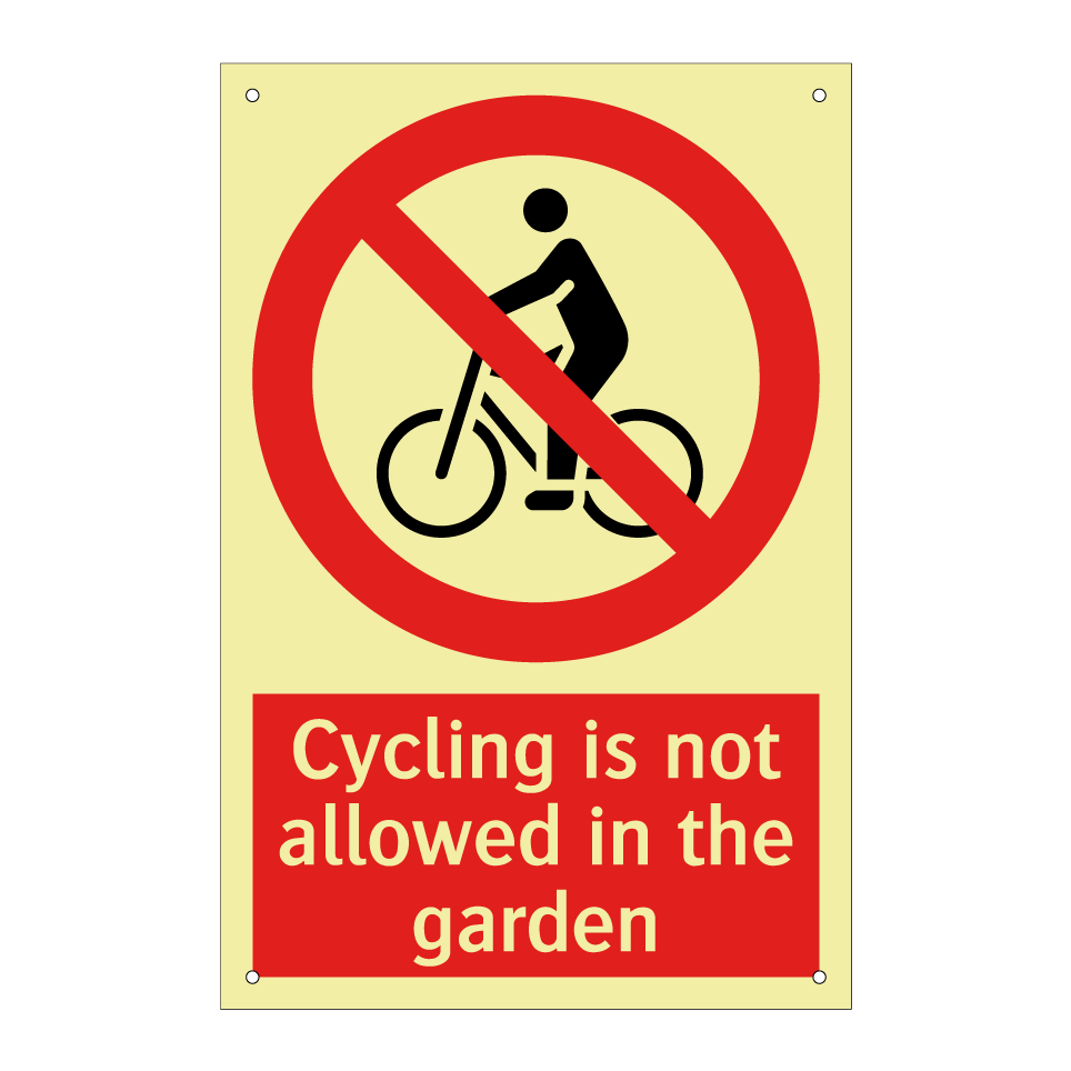 Cycling is not allowed in the garden