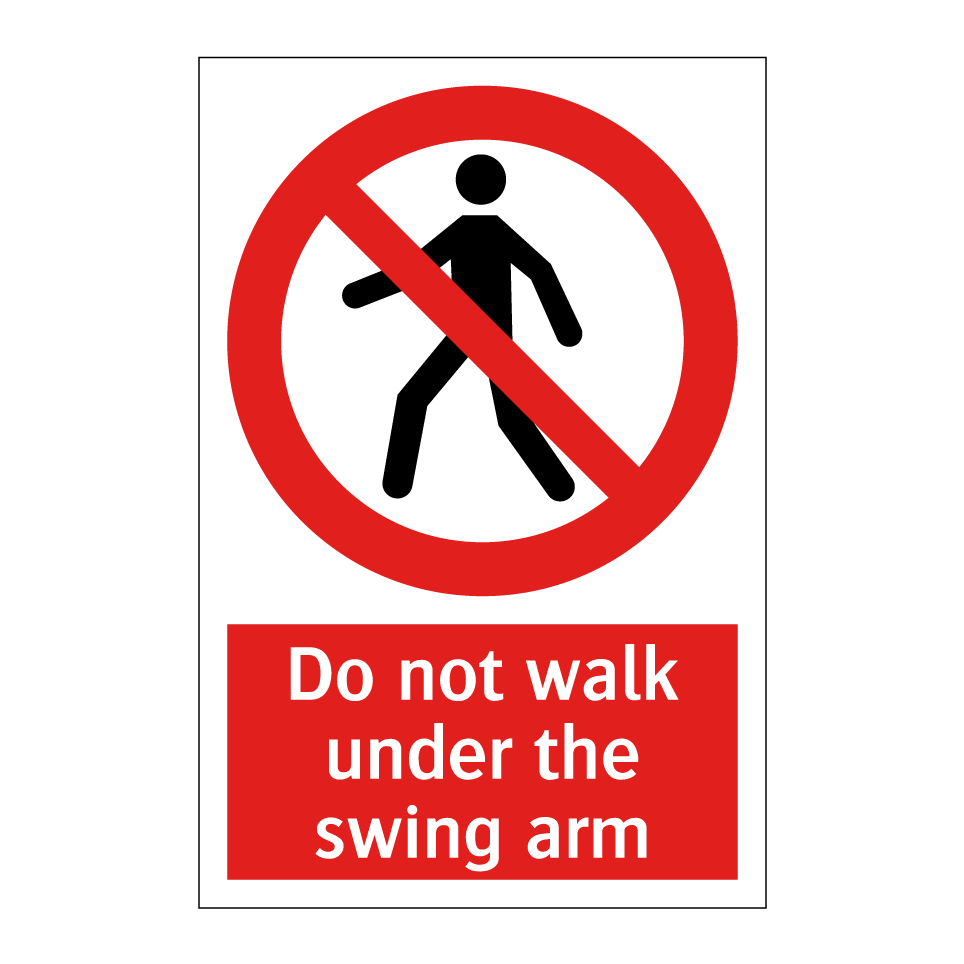 Do not walk under the swing arm