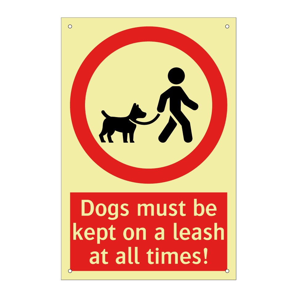 Dogs must be kept on a leash at all times!