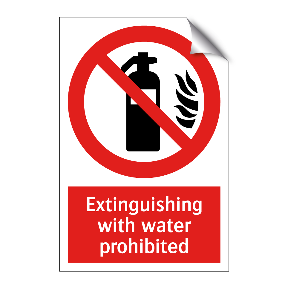 Extinguishing with water prohibited