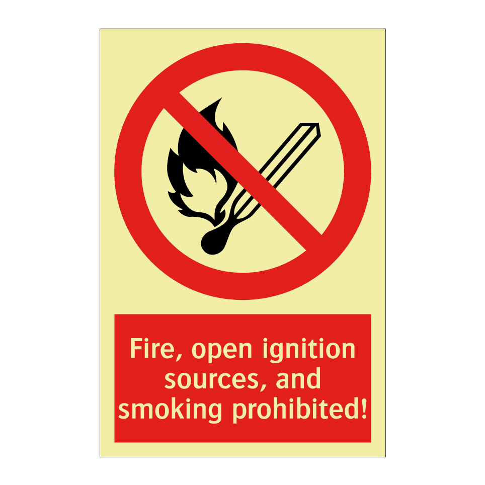 Fire, open ignition sources, and smoking prohibited!