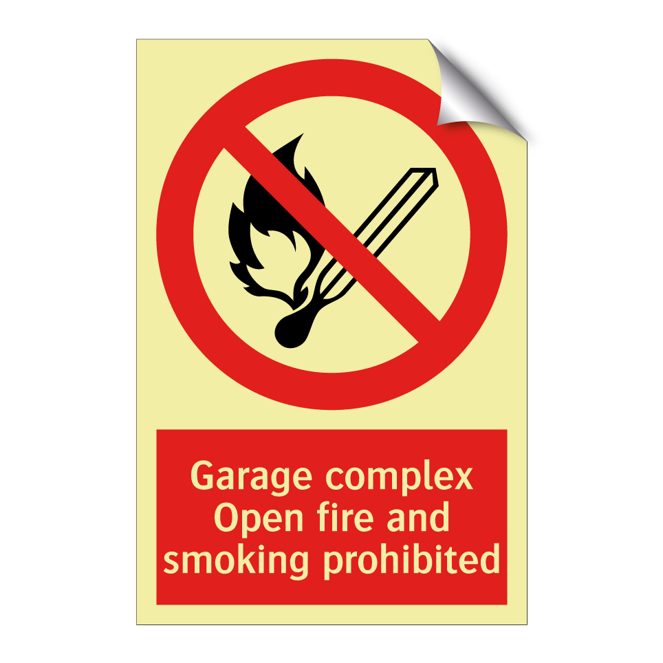 Garage complex Open fire and smoking prohibited