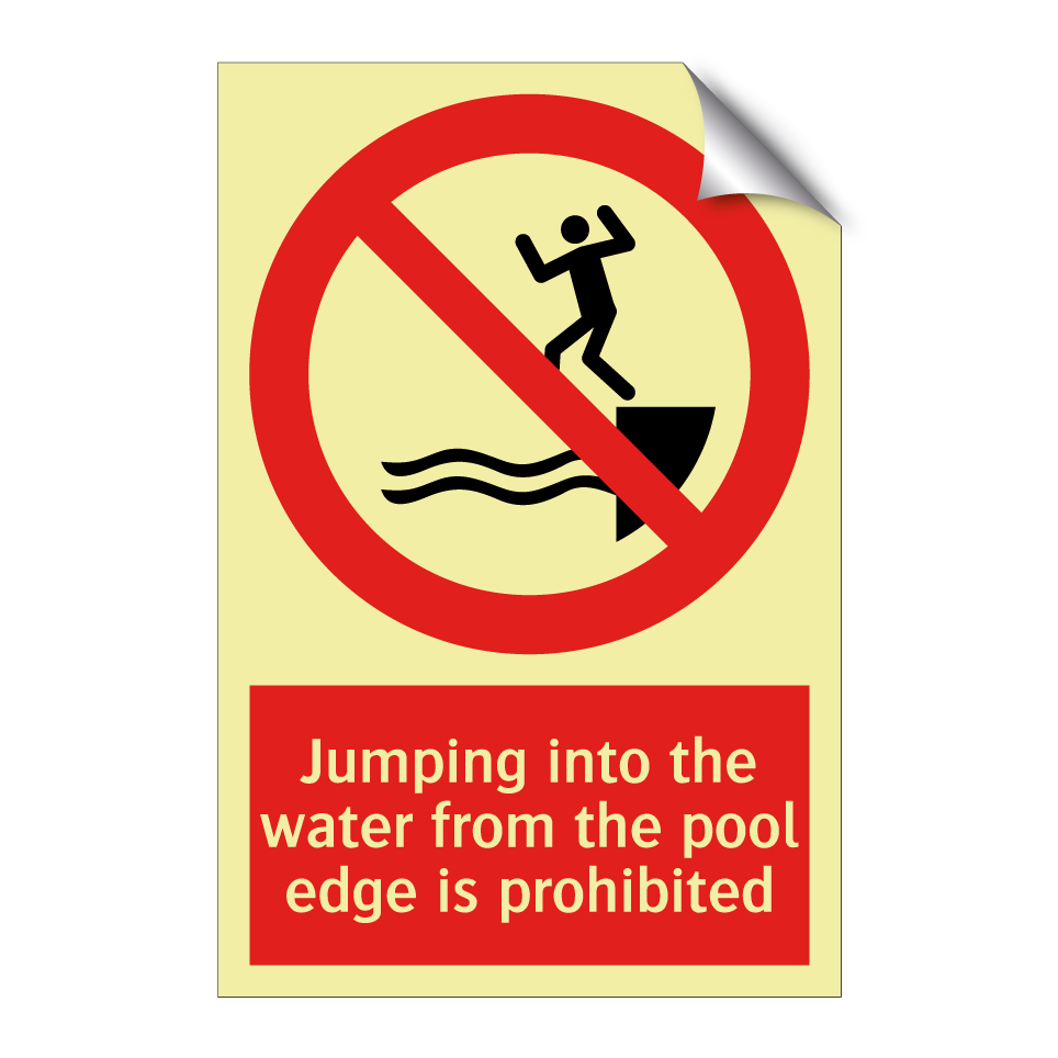 Jumping into the water from the pool edge is prohibited