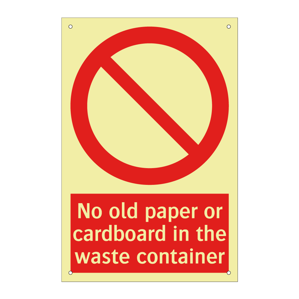 No old paper or cardboard in the waste container
