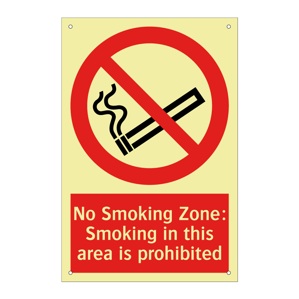 No Smoking Zone: Smoking in this area is prohibited
