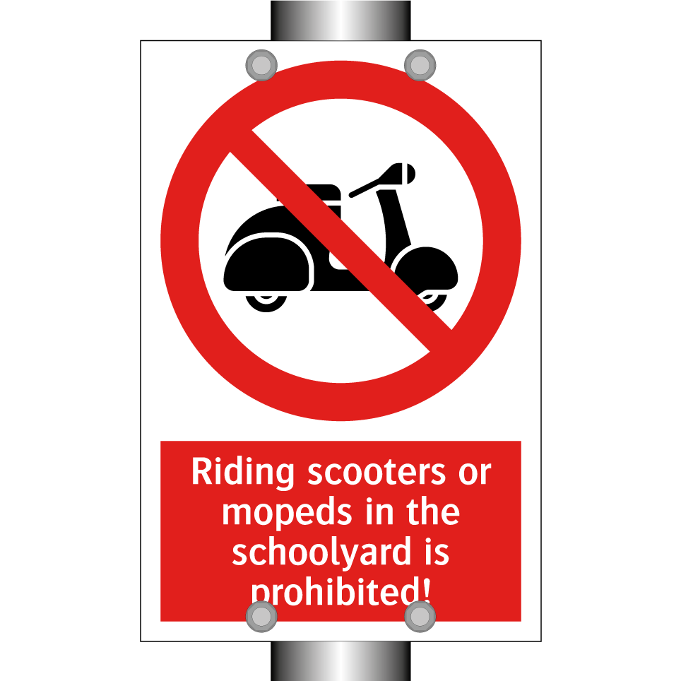 Riding scooters or mopeds in the schoolyard is prohibited!