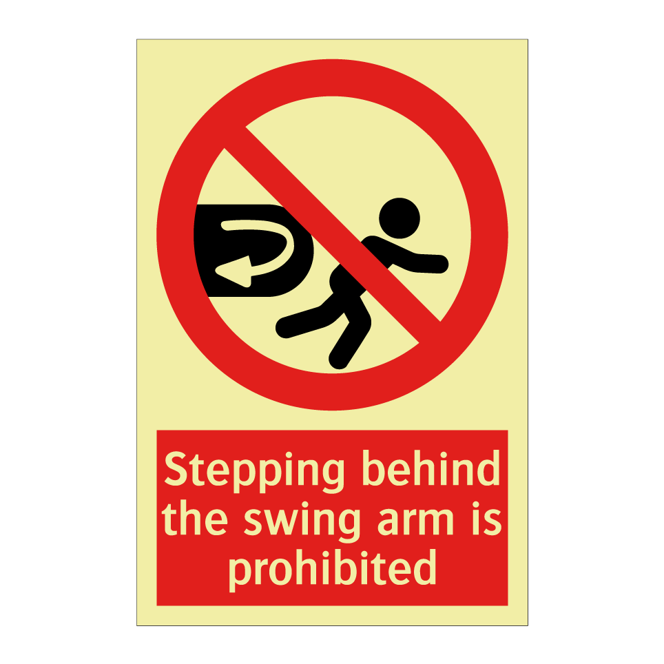 Stepping behind the swing arm is prohibited