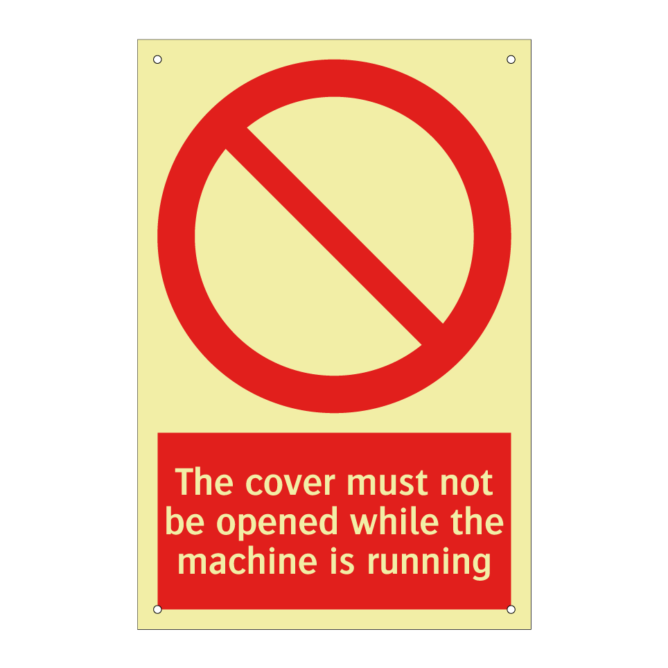 The cover must not be opened while the machine is running