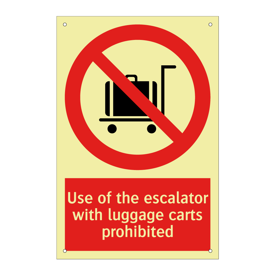 Use of the escalator with luggage carts prohibited