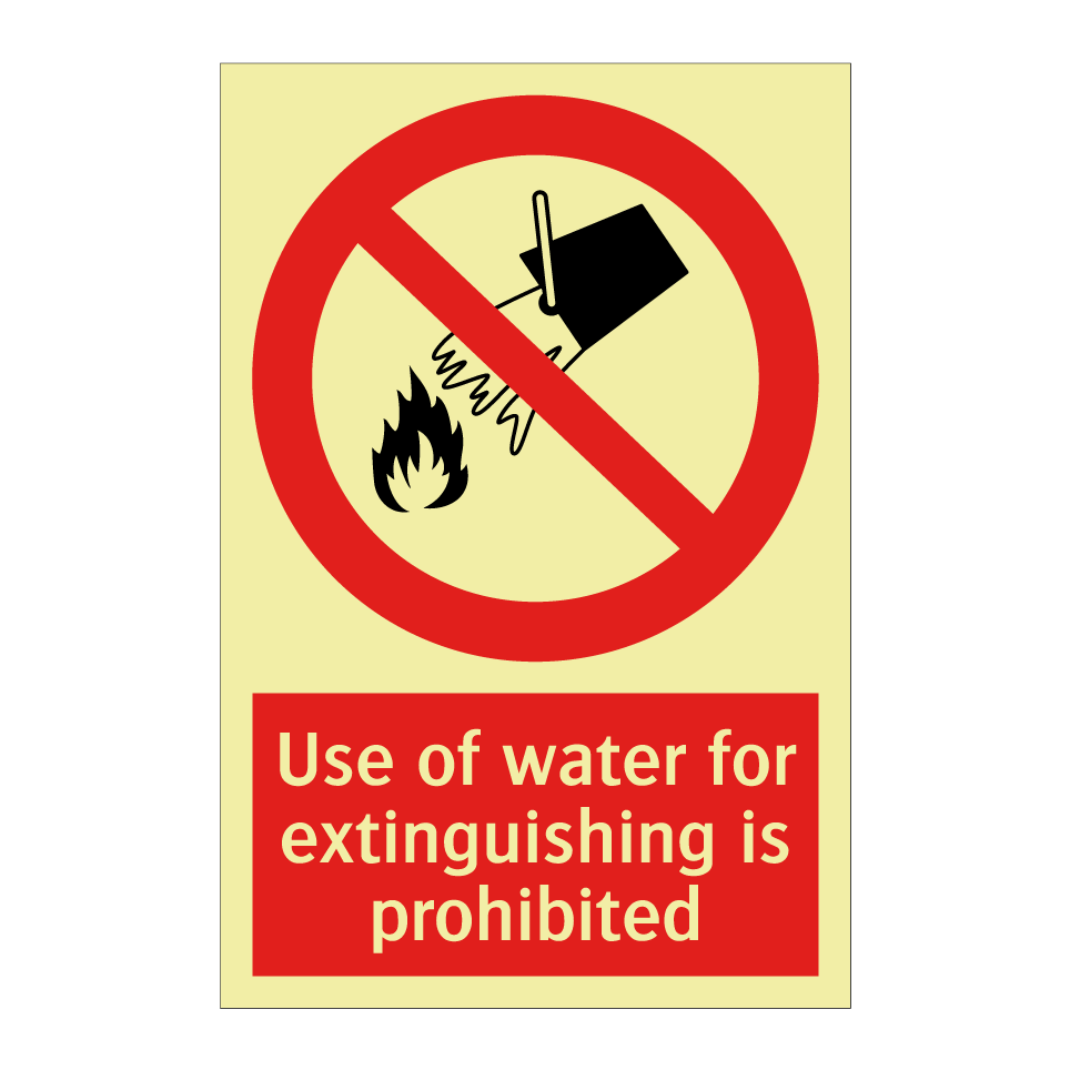 Use of water for extinguishing is prohibited