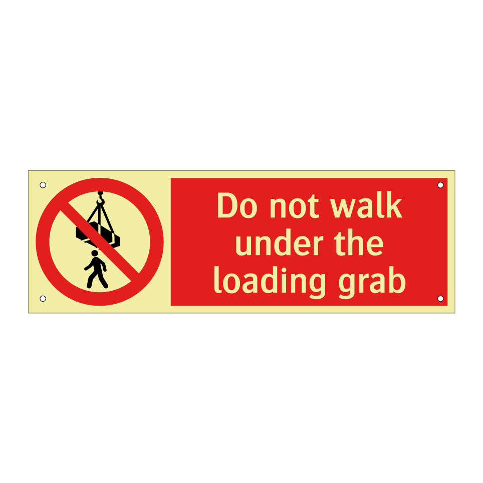 Do not walk under the loading grab
