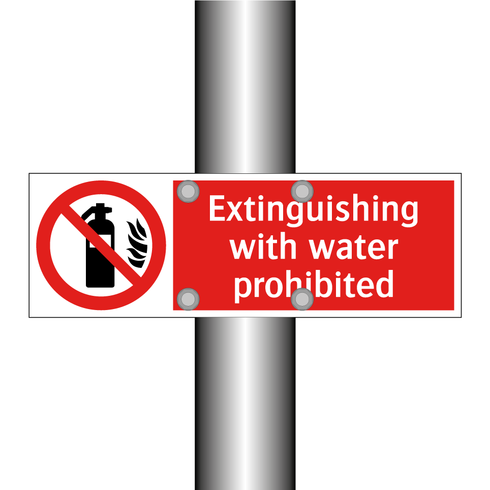 Extinguishing with water prohibited