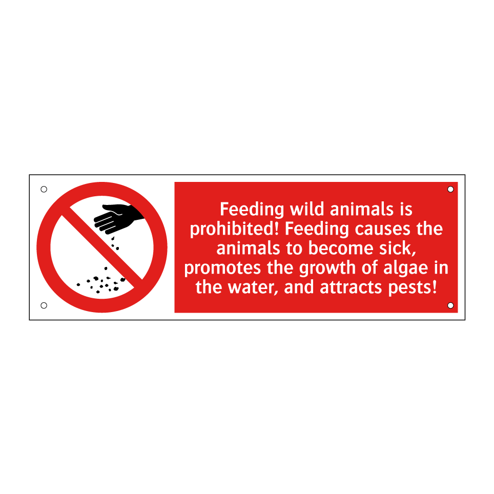 Feeding wild animals is prohibited! Feeding causes the animals to become sick, promotes the growth of algae in the water, and attracts pests!