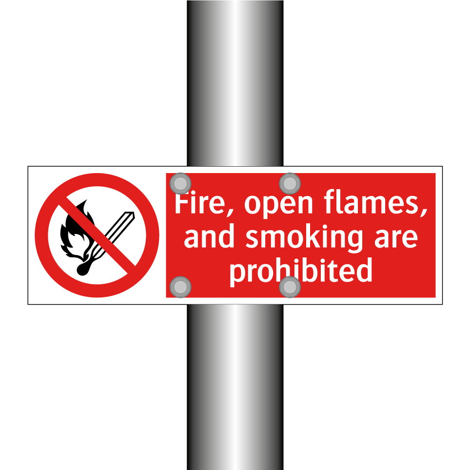 Fire, open flames, and smoking are prohibited