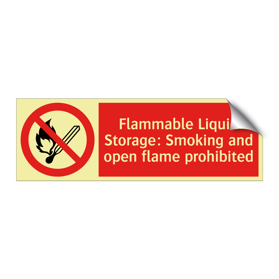 Flammable Liquid Storage: Smoking and open flame prohibited