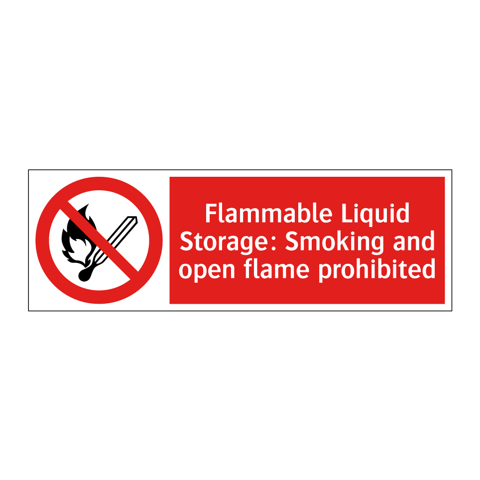 Flammable Liquid Storage: Smoking and open flame prohibited
