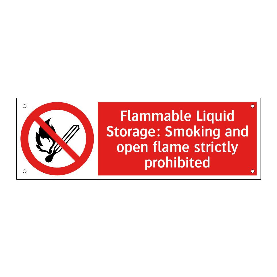 Flammable Liquid Storage: Smoking and open flame strictly prohibited