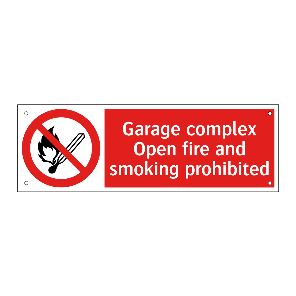 Garage complex Open fire and smoking prohibited