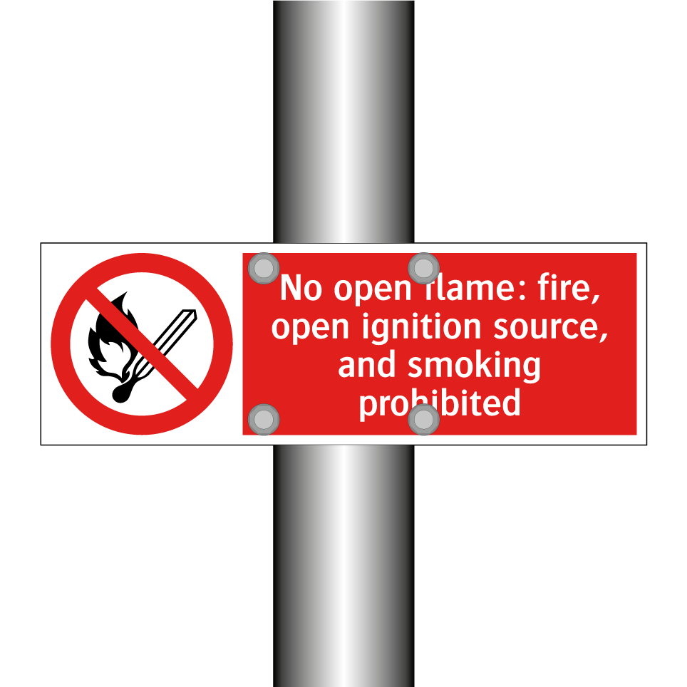 No open flame: fire, open ignition source, and smoking prohibited
