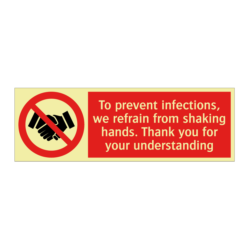 To prevent infections, we refrain from shaking hands. Thank you for your understanding