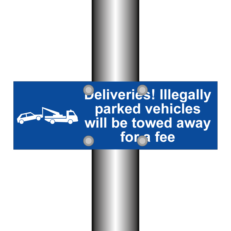 Deliveries! Illegally parked vehicles will be towed away for a fee