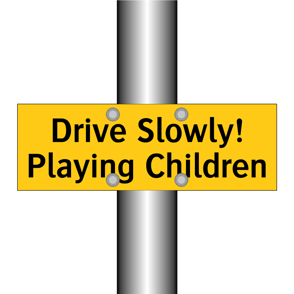 Drive Slowly! Playing Children