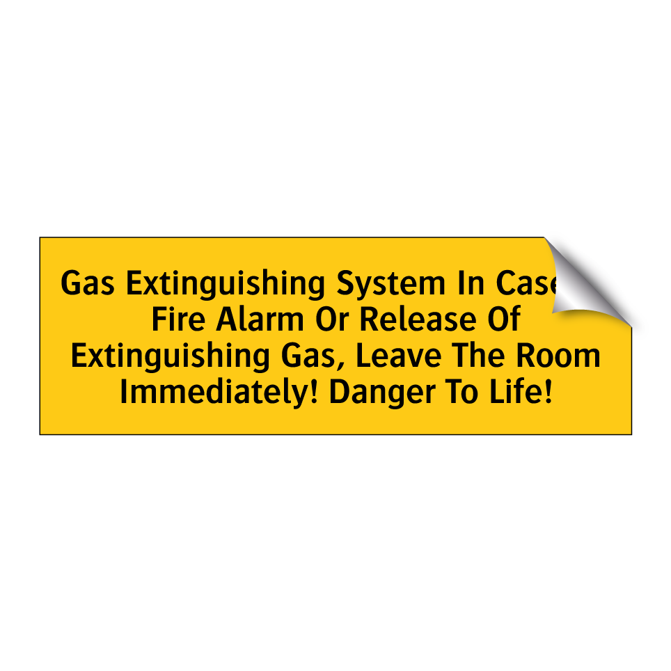 Gas Extinguishing System In Case Of Fire Alarm Or Release Of Extinguishing Gas, Leave The Room Immediately! Danger To Life!