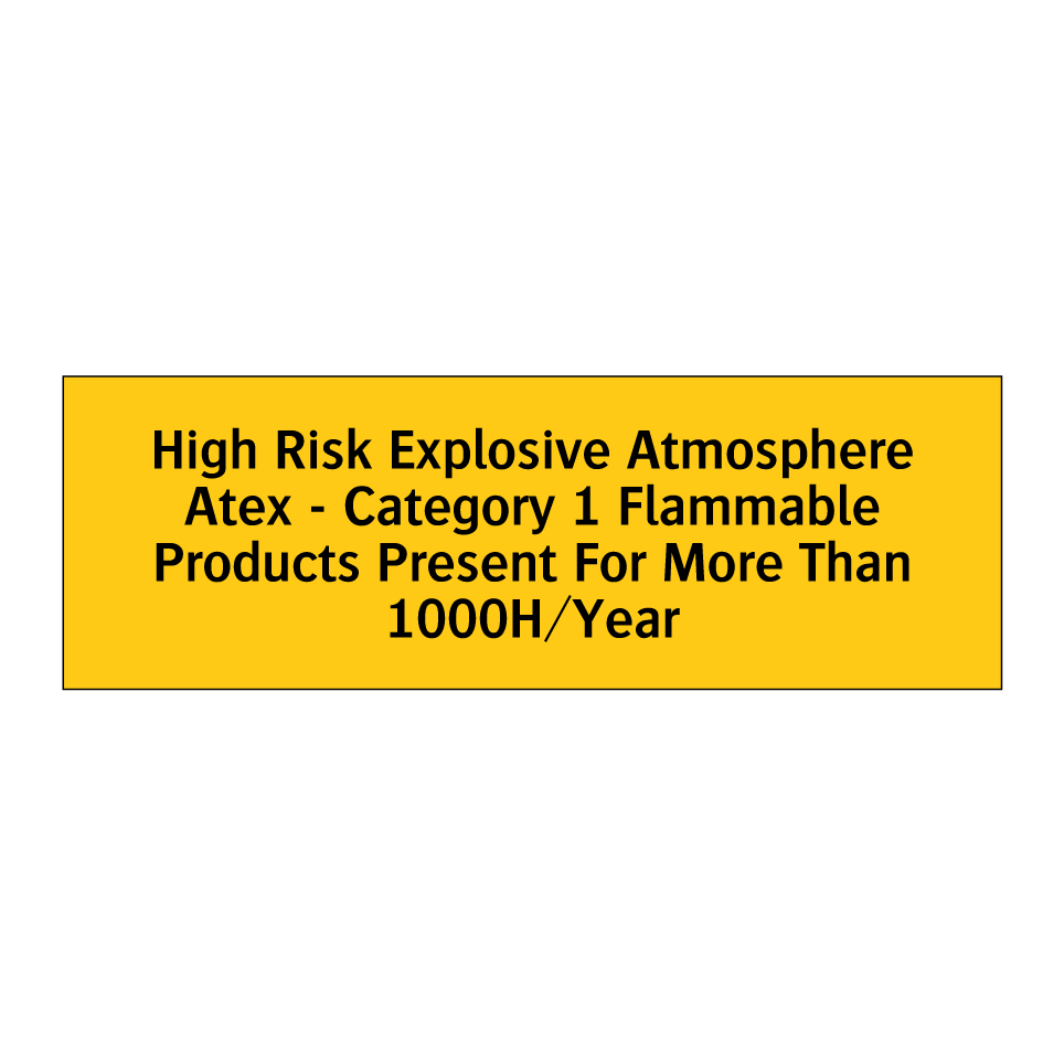 High Risk Explosive Atmosphere Atex - Category 1 Flammable Products Present For More Than 1000H/Year