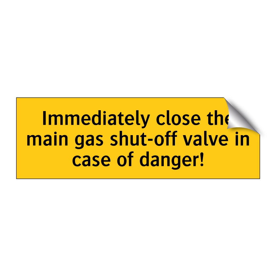 Immediately close the main gas shut-off valve in case of danger!