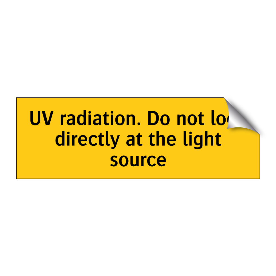 UV radiation. Do not look directly at the light source