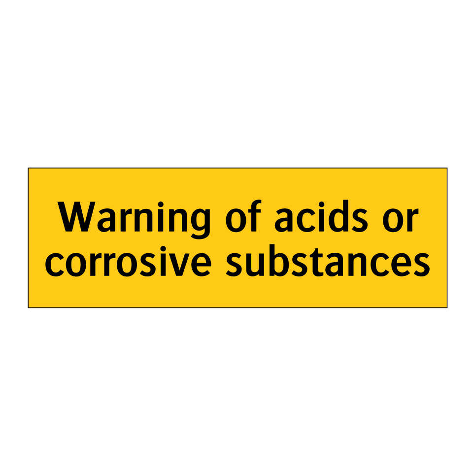 Warning of acids or corrosive substances