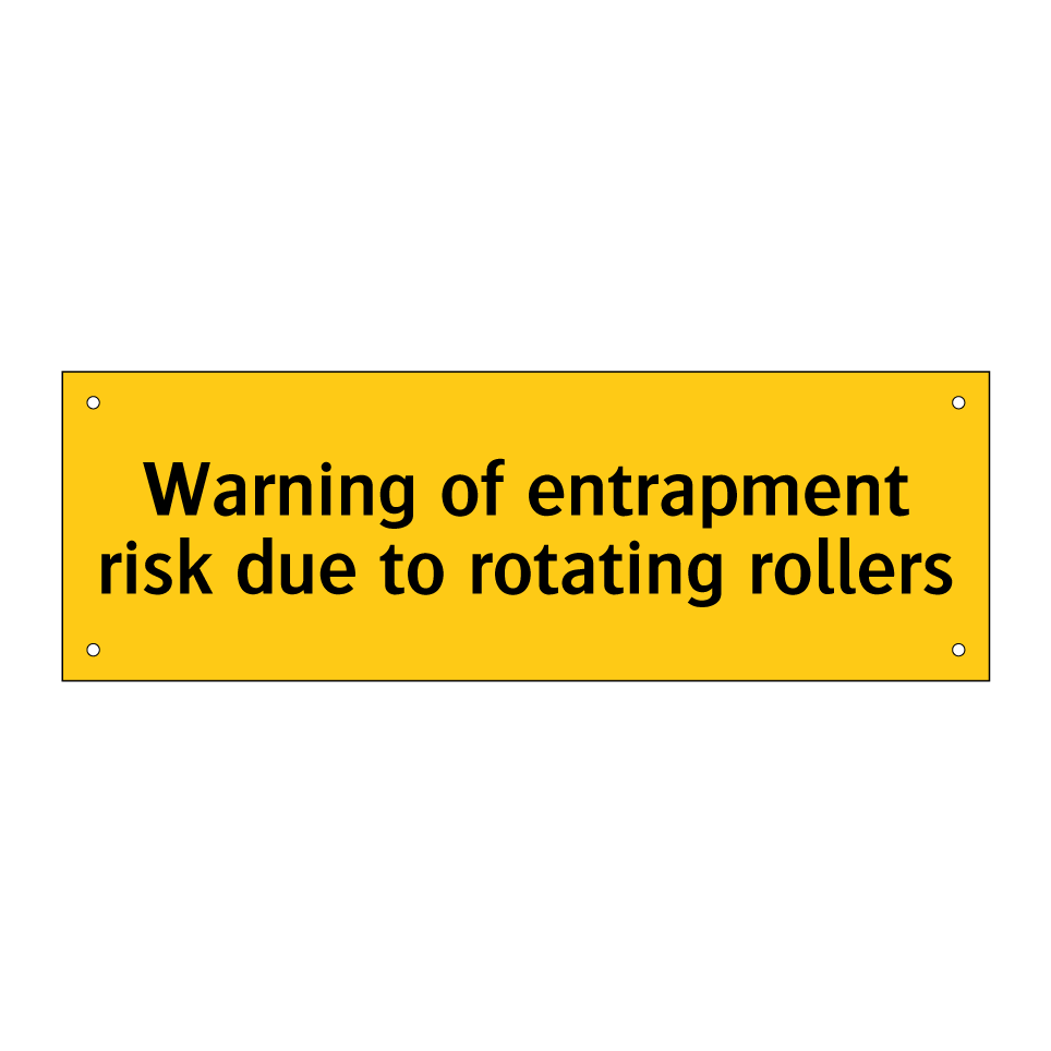 Warning of entrapment risk due to rotating rollers