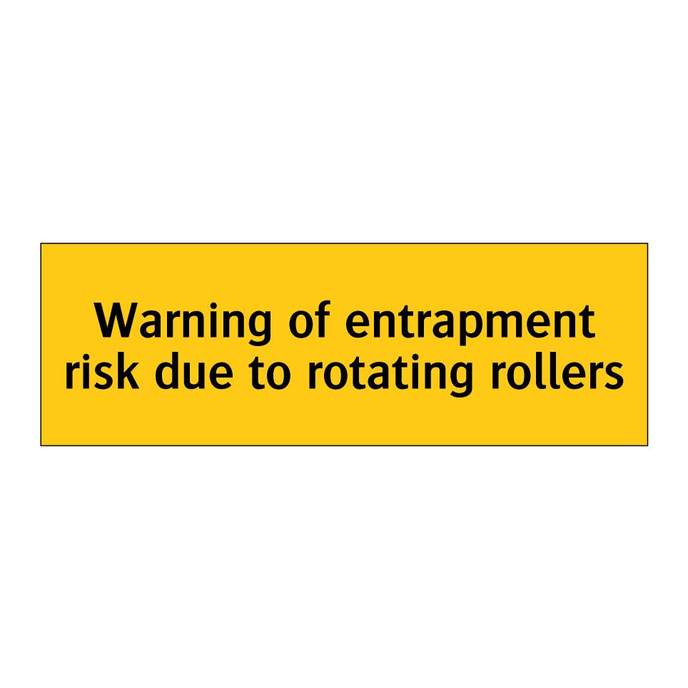 Warning of entrapment risk due to rotating rollers