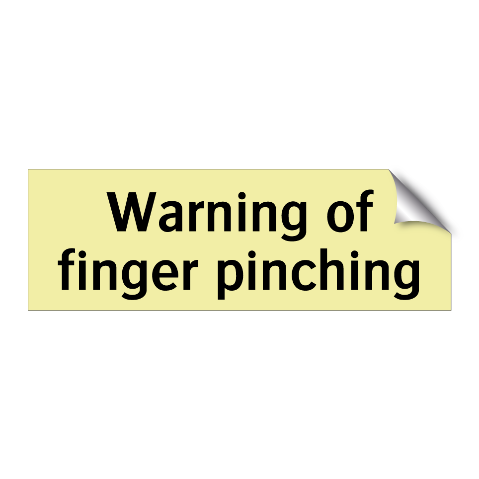 Warning of finger pinching