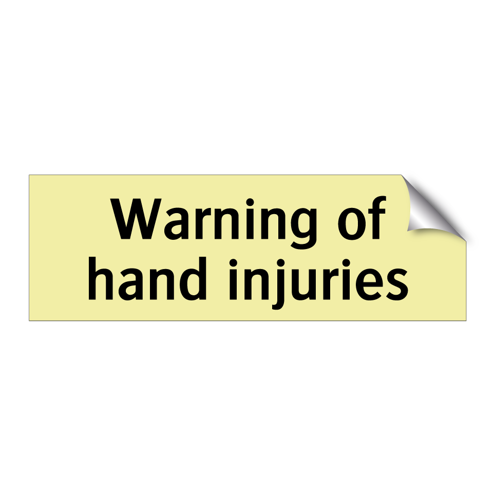 Warning of hand injuries