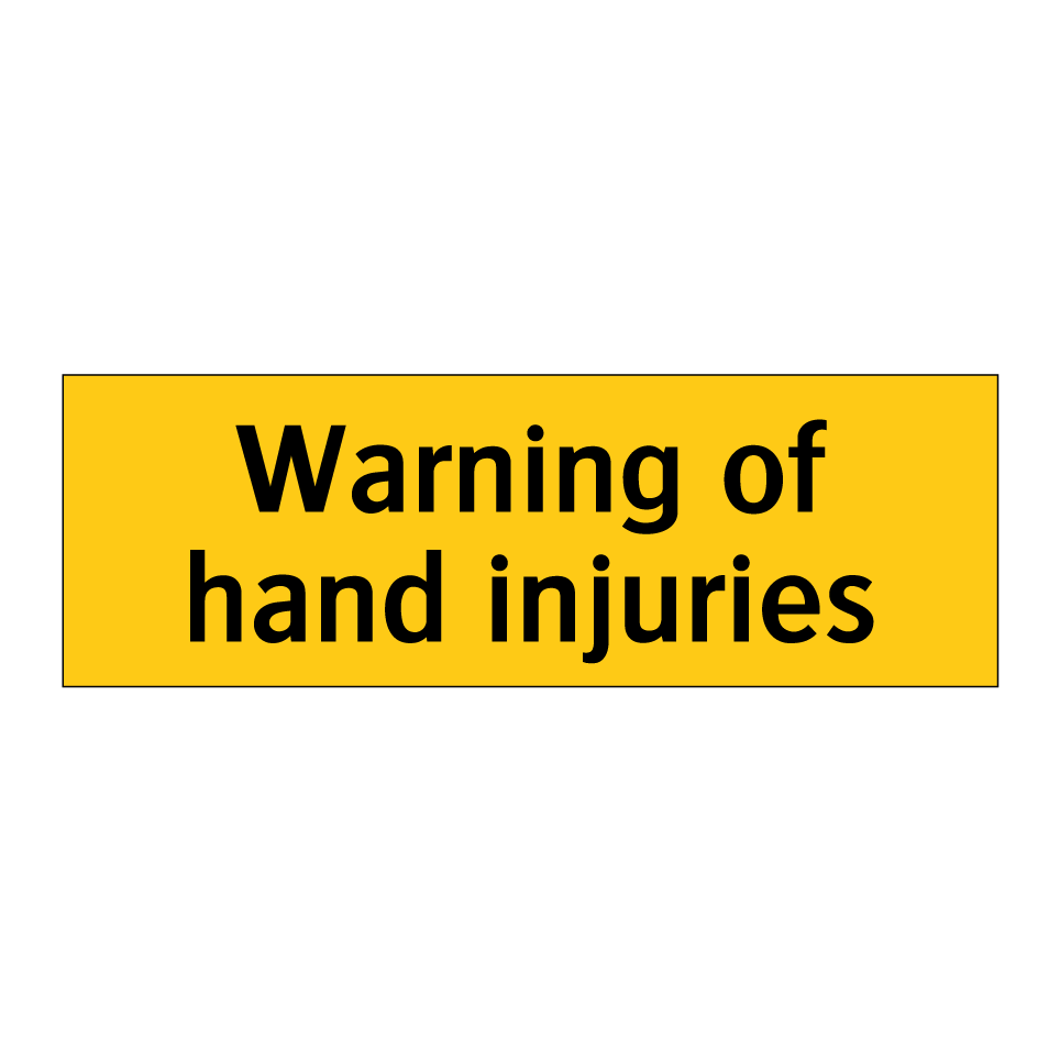 Warning of hand injuries