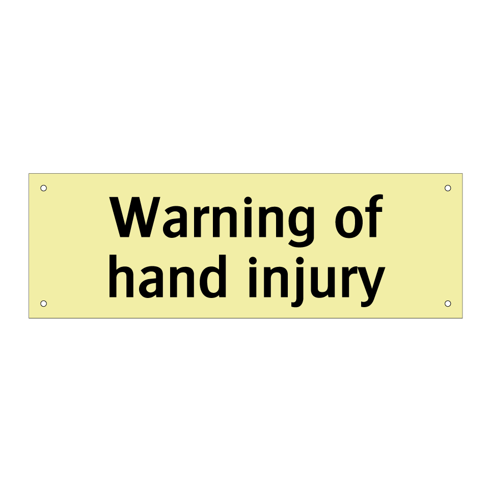 Warning of hand injury