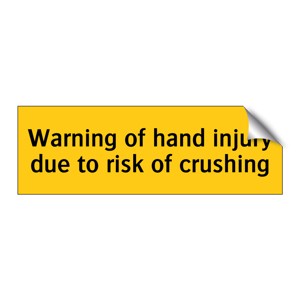 Warning of hand injury due to risk of crushing