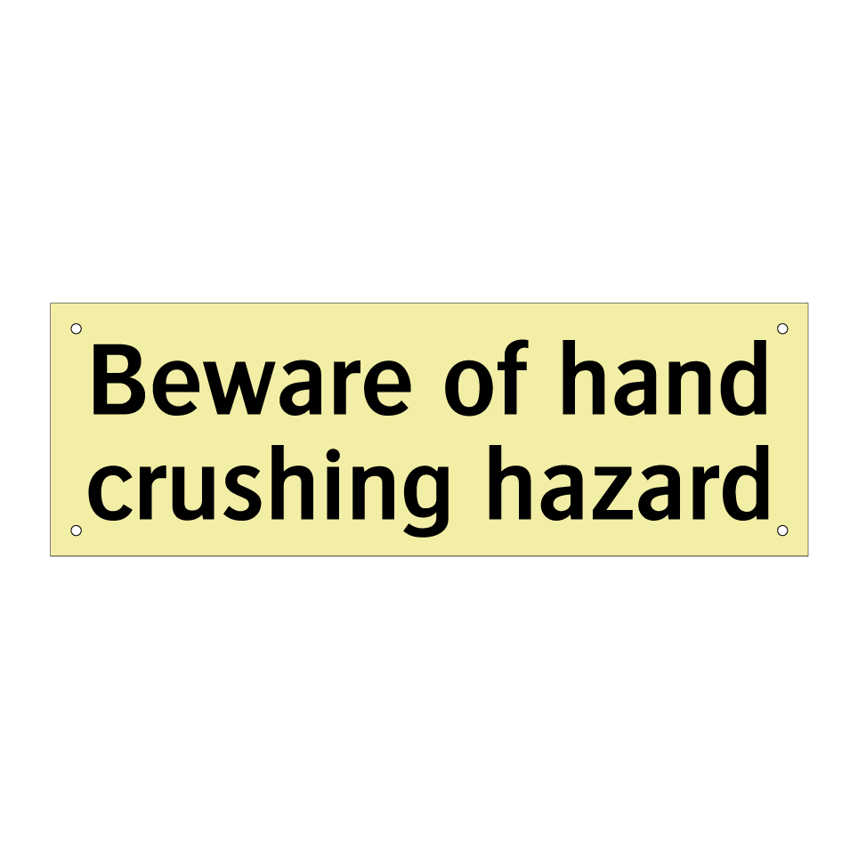 Beware of hand crushing hazard