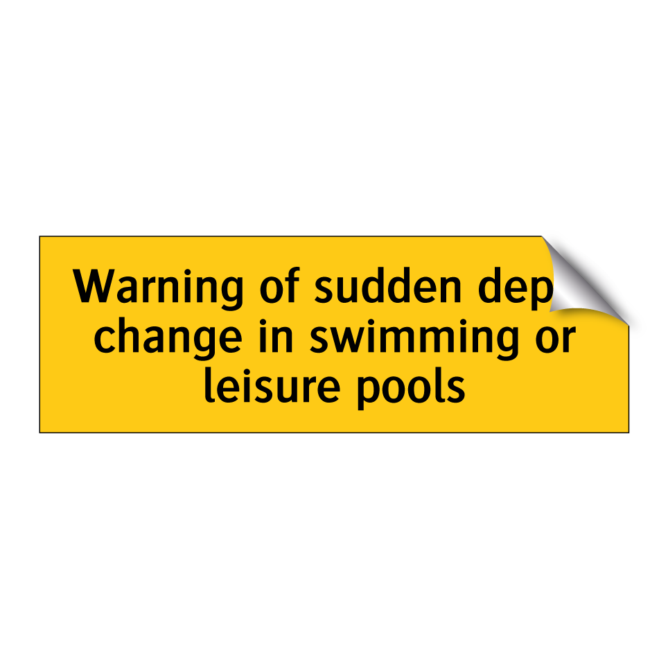 Warning of sudden depth change in swimming or leisure pools
