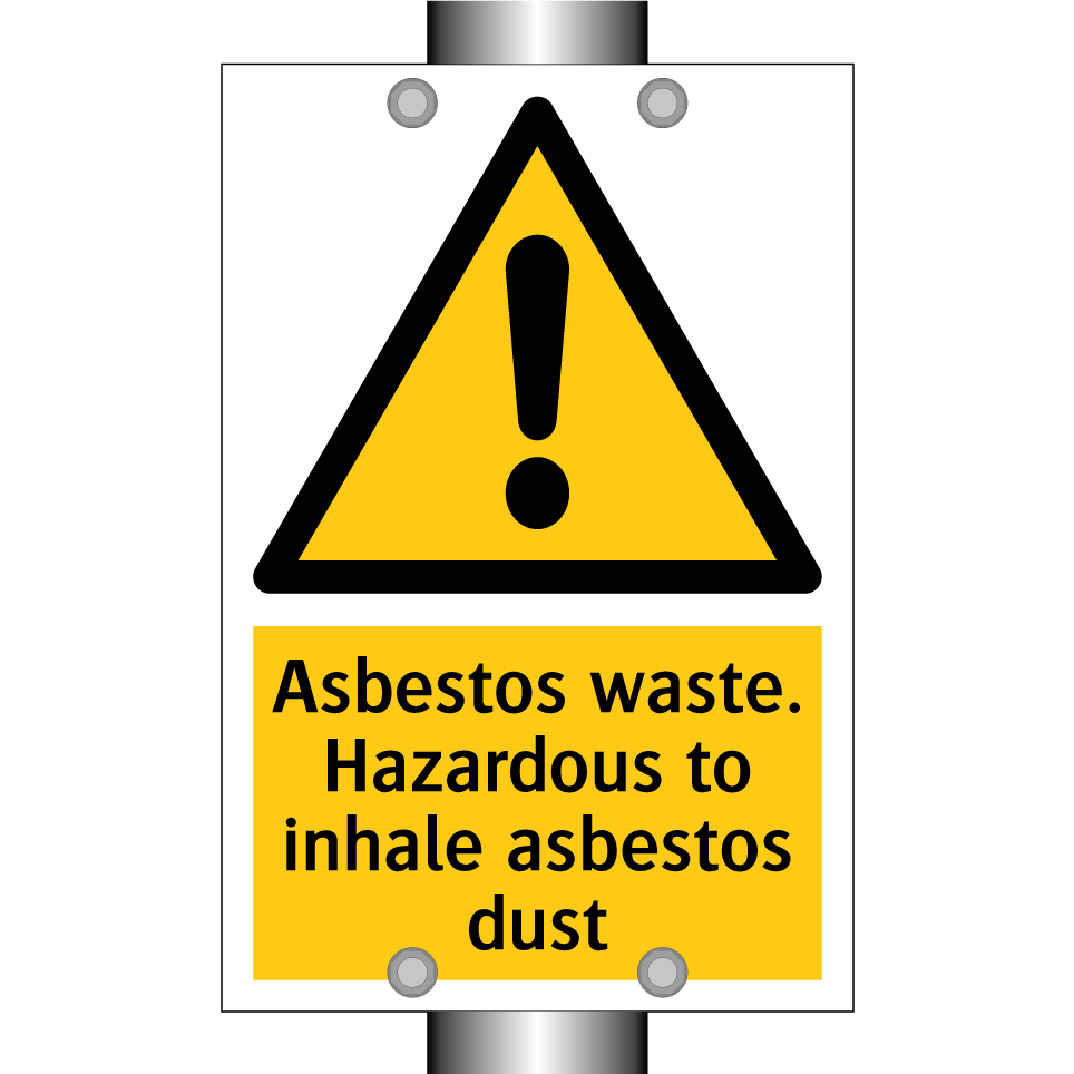 Asbestos waste. Hazardous to inhale asbestos dust