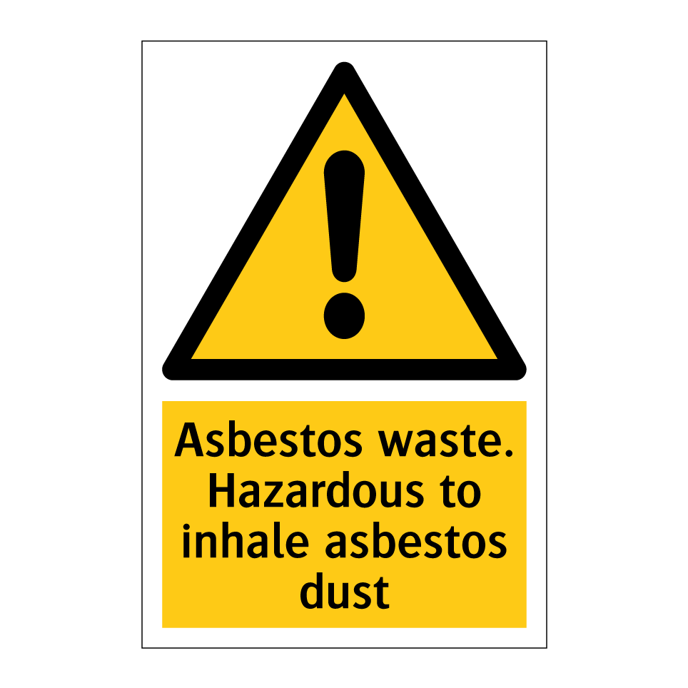 Asbestos waste. Hazardous to inhale asbestos dust
