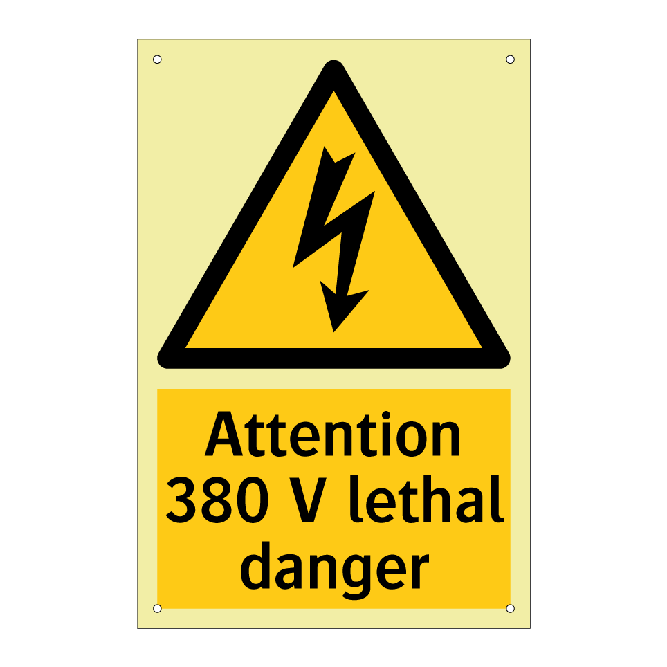Attention 380 V lethal danger