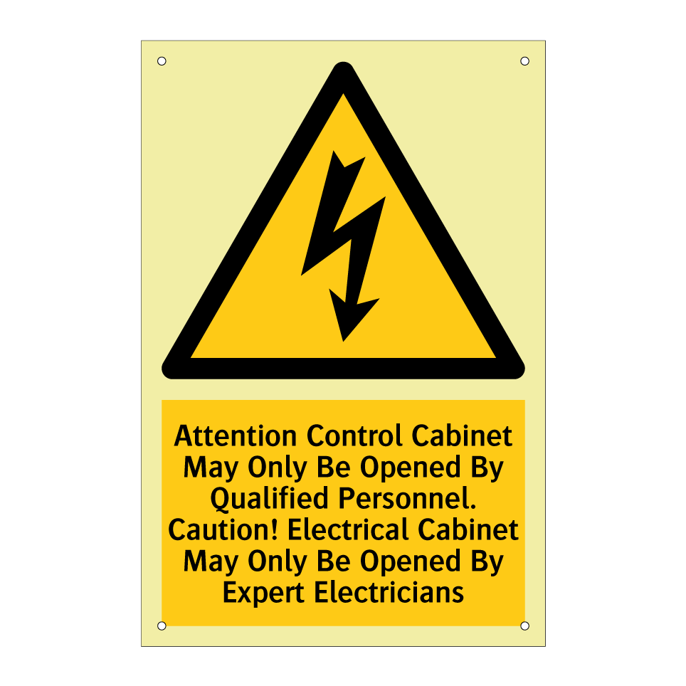 Attention Control Cabinet May Only Be Opened By Qualified Personnel. Caution! Electrical Cabinet May Only Be Opened By Expert Electricians