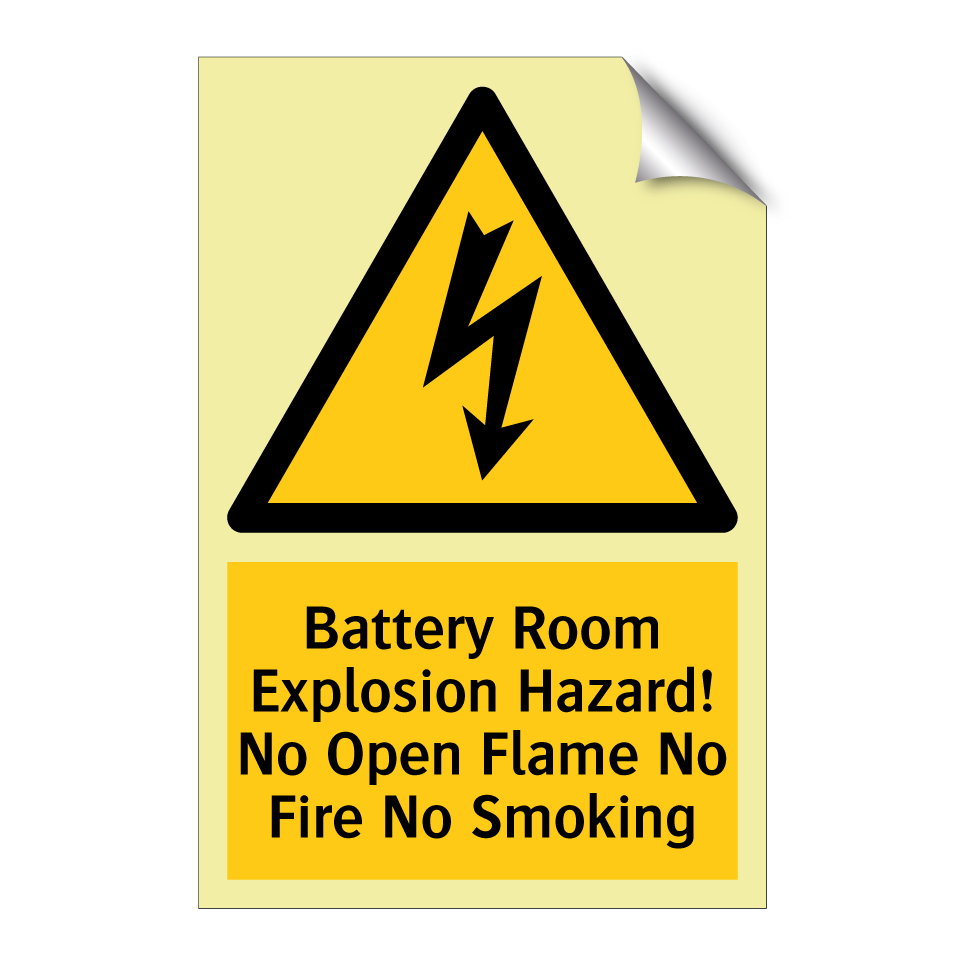 Battery Room Explosion Hazard! No Open Flame No Fire No Smoking