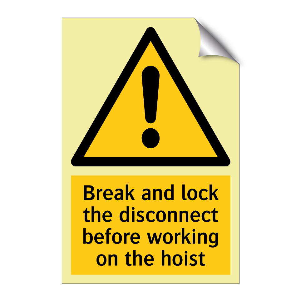 Break and lock the disconnect before working on the hoist