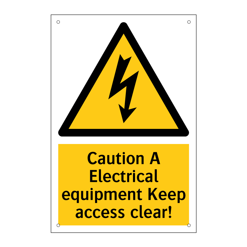 Caution A Electrical equipment Keep access clear!