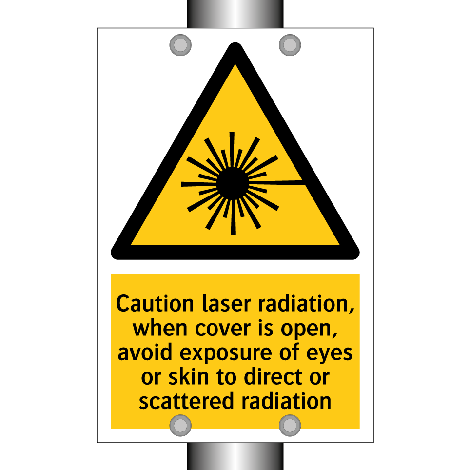Caution laser radiation, when cover is open, avoid exposure of eyes or skin to direct or scattered radiation