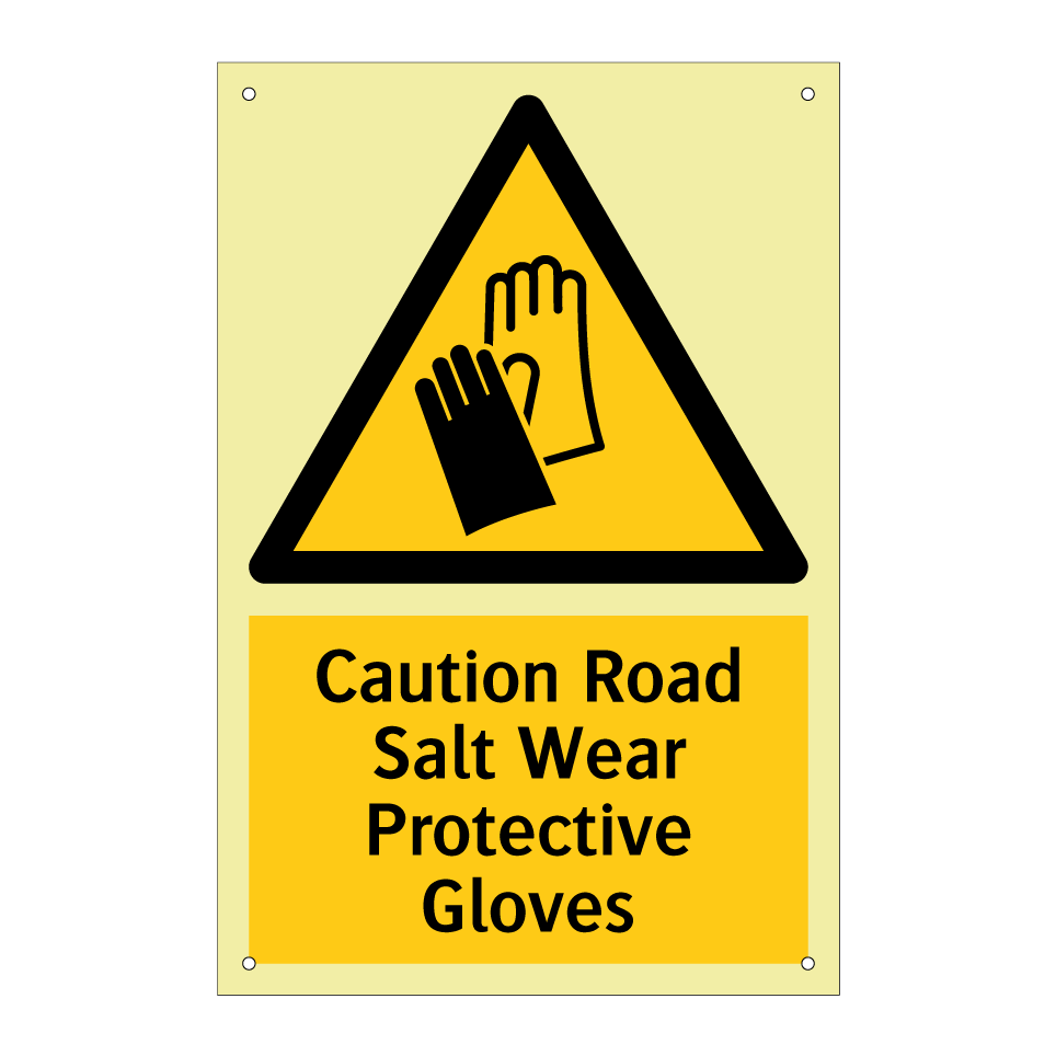 Caution Road Salt Wear Protective Gloves